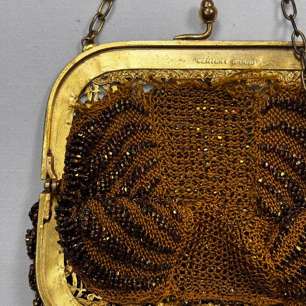 Antique 1920s Art Deco Beaded Purse Glass Seed Beads Metal Frame Flapper Bag 20s - Picture 7 of 10